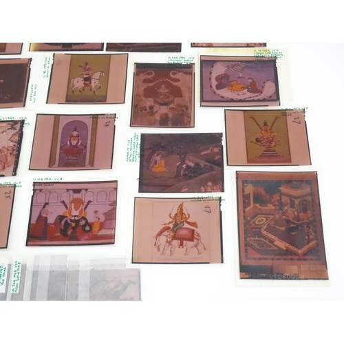 1257 - A quantity of 20thC colour acetate slides depicting Indian deities, to include Hanuman, Vishnu as Ku... 