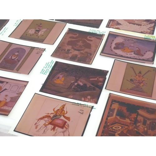 1257 - A quantity of 20thC colour acetate slides depicting Indian deities, to include Hanuman, Vishnu as Ku... 