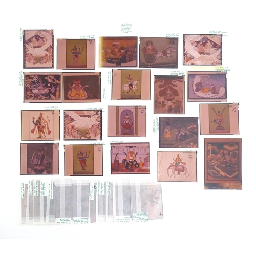 1257 - A quantity of 20thC colour acetate slides depicting Indian deities, to include Hanuman, Vishnu as Ku... 