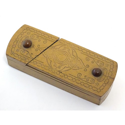 1274 - A late 19th / early 20thC vesta puzzle box with concealed match striker and match keep. Approx. 3 1/... 