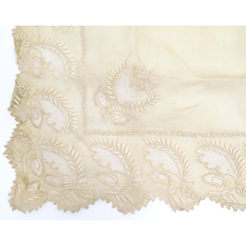 1297 - Withdrawn from auction, we apologise for any inconvenience.   A 19thC lace square with floral and fo... 