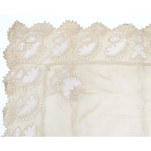 1297 - Withdrawn from auction, we apologise for any inconvenience.   A 19thC lace square with floral and fo... 