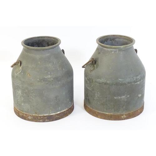 1358 - Two galvanised milk / dairy churns with swing handles. Approx. 15