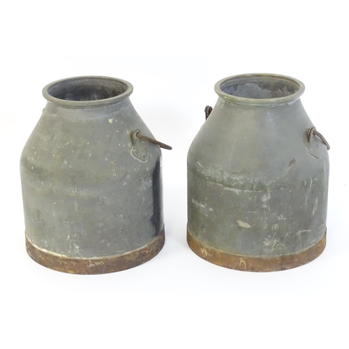 1358 - Two galvanised milk / dairy churns with swing handles. Approx. 15