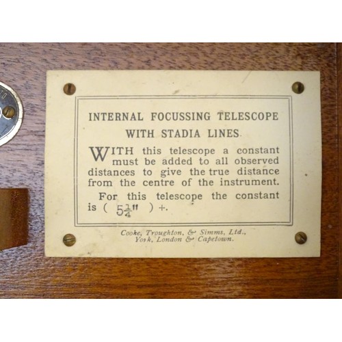 1361 - A surveyor's level theodolite by Cooke Troughton and Simms in original fitted box with instruction m... 