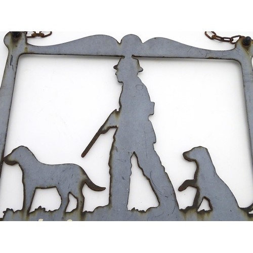 1340A - Shooting: a 'Jubilee House' iron hanging sign, with central silhouette of shooting man with two retr... 