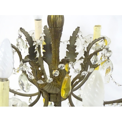 1556 - A late 19thC / early 20thC 8-branch chandelier / electrolier / pendant light with acanthus scroll de... 