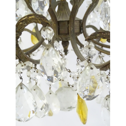 1556 - A late 19thC / early 20thC 8-branch chandelier / electrolier / pendant light with acanthus scroll de... 