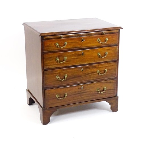 1641 - A mid / late 18thC mahogany chest of drawers, with a moulded top above four long drawers with later ... 