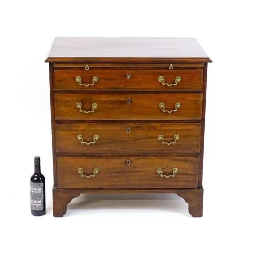 1641 - A mid / late 18thC mahogany chest of drawers, with a moulded top above four long drawers with later ... 