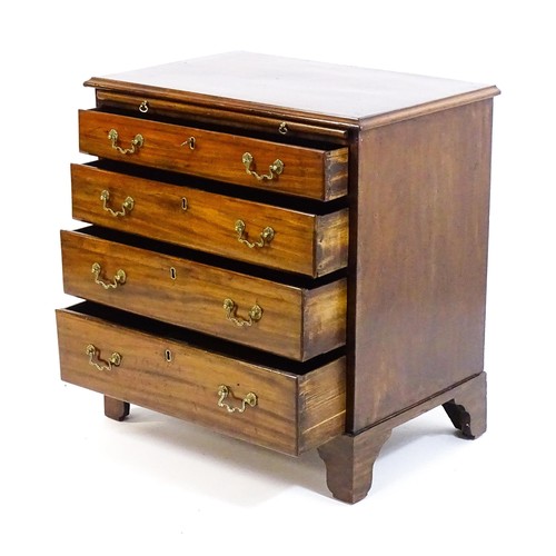 1641 - A mid / late 18thC mahogany chest of drawers, with a moulded top above four long drawers with later ... 