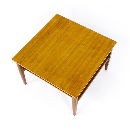 1790 - Vintage / Retro: A late 20thC teak 'Myer' coffee table with a squared top and slatted under tier rai... 