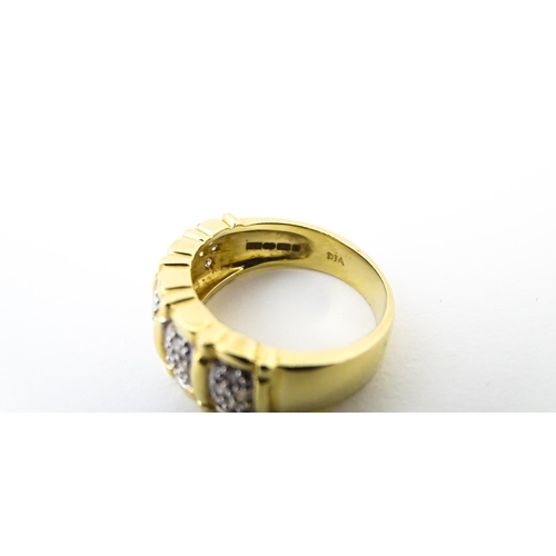 624 - A 14ct gold ring set with diamonds. Ring size approx. M 1/2