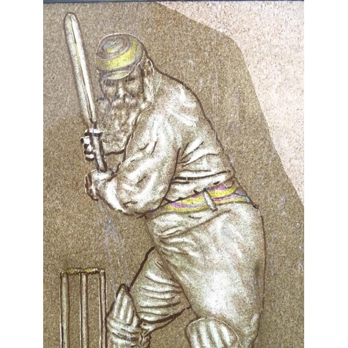 264 - Cricket interest :  A stained glass leaded panel depicting the cricketer W. G. Grace. Approx 13 1/2