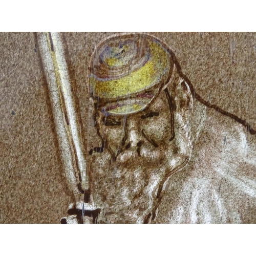 264 - Cricket interest :  A stained glass leaded panel depicting the cricketer W. G. Grace. Approx 13 1/2