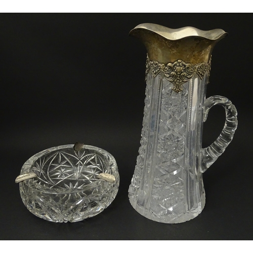 269 - A cut glass jug with American Sterling silver mounts by Gorham Manufacturing Company, together with ... 