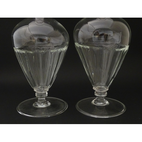 289 - Salviati & Co. Glassware: Two Venetian glass carafes with pink detail to rims. Approx. 11