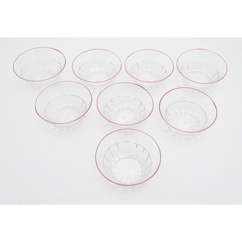 291 - Salviati & Co. Glassware: Eight Venetian glass bowls with pink detail to rims. Approx. 4 1/4