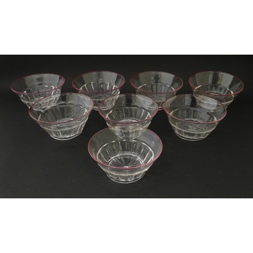 291 - Salviati & Co. Glassware: Eight Venetian glass bowls with pink detail to rims. Approx. 4 1/4