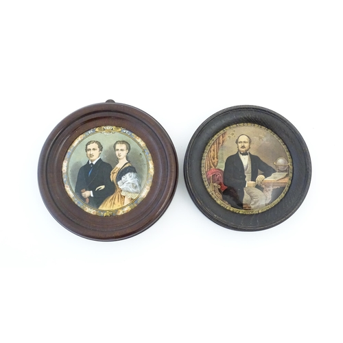 153 - Two Prattware pot lids comprising Albert Edward Prince of Wales and Princess Alexandra, and The Late... 