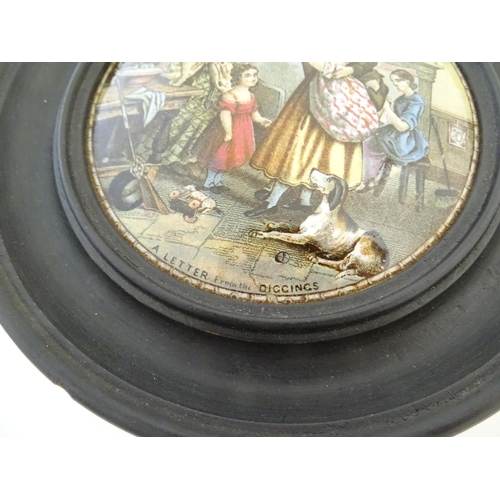 160 - Four Prattware pot lids comprising Dr Johnson, The Cavalier, A Letter from the Diggins, and No by He... 