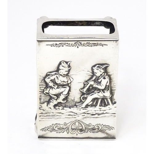 362 - A silver matchbox cover / sleeve with embossed decoration, hallmarked Birmingham (early 20thC) Maker... 