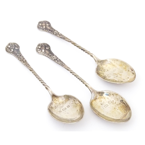 364 - Three silver teaspoons hallmarked Birmingham 1904  maker Joseph Gloster Ltd. Together with three sil... 