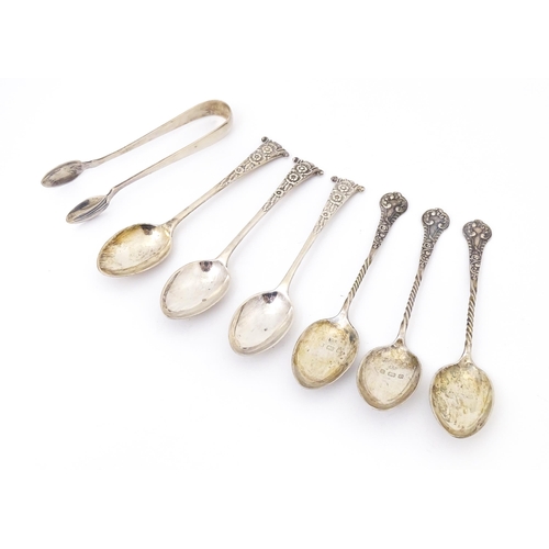 364 - Three silver teaspoons hallmarked Birmingham 1904  maker Joseph Gloster Ltd. Together with three sil... 