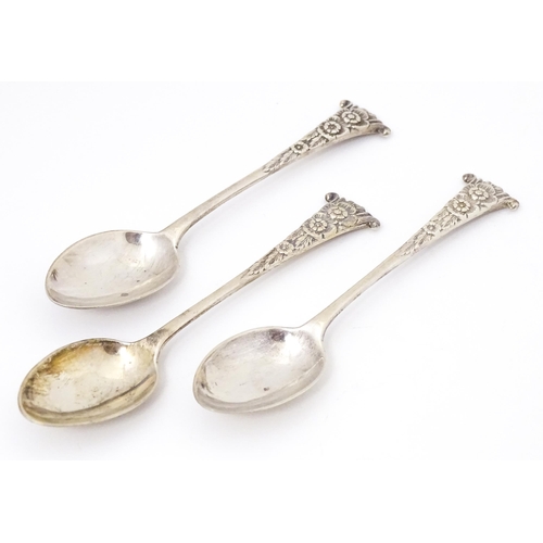 364 - Three silver teaspoons hallmarked Birmingham 1904  maker Joseph Gloster Ltd. Together with three sil... 