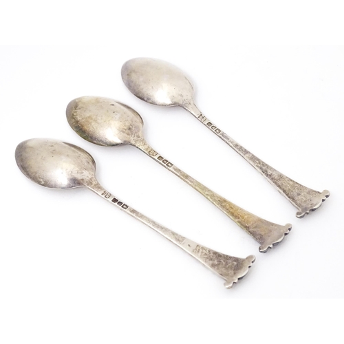 364 - Three silver teaspoons hallmarked Birmingham 1904  maker Joseph Gloster Ltd. Together with three sil... 