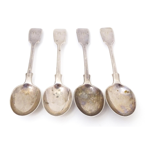 365 - Four Victorian fiddle pattern teaspoons. Hallmarked London 1867 maker Chawner & Co (George William A... 