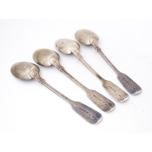 365 - Four Victorian fiddle pattern teaspoons. Hallmarked London 1867 maker Chawner & Co (George William A... 