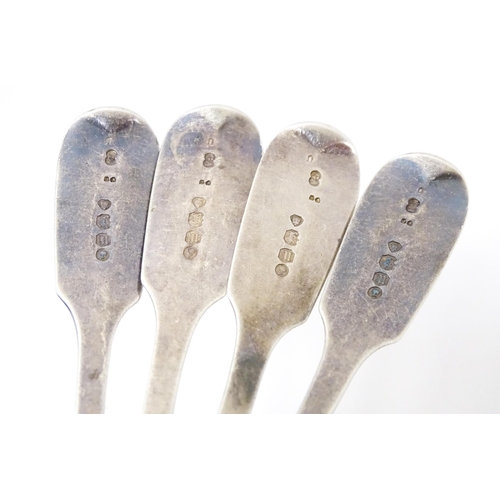 365 - Four Victorian fiddle pattern teaspoons. Hallmarked London 1867 maker Chawner & Co (George William A... 