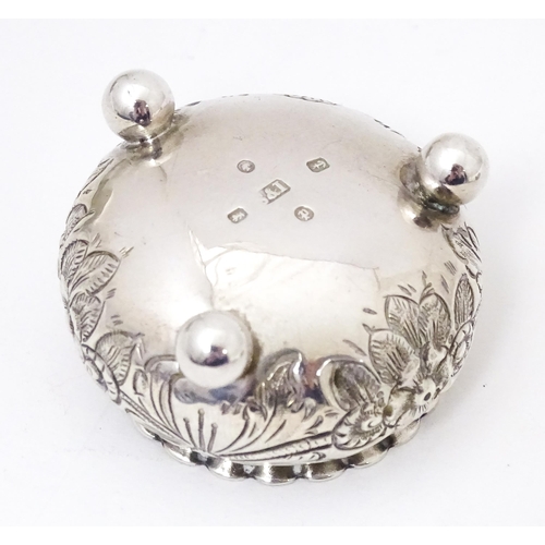 375 - Two Victorian silver salts with embossed decoration, one hallmarked Birmingham 18189 / 1890 maker St... 