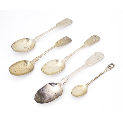 380 - Assorted silver teaspoons to include three Victorian Fiddle pattern teaspoons hallmarked Sheffield 1... 