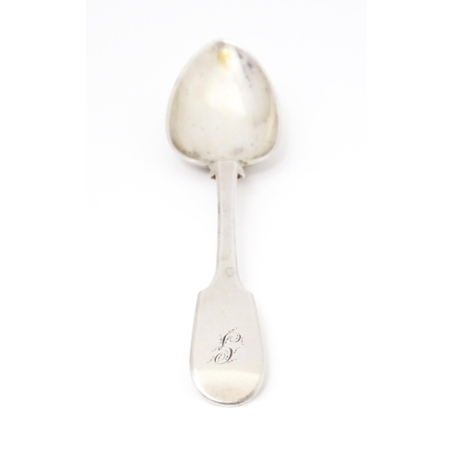 384 - A Victorian silver fiddle pattern teaspoon hallmarked Exeter 1846 maker John Stone. Approx 6