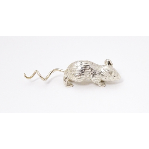 393 - Two silver models of mice , possibly for use on a cork or a small scent bottle, one formed as a runn... 