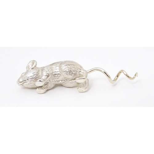 393 - Two silver models of mice , possibly for use on a cork or a small scent bottle, one formed as a runn... 