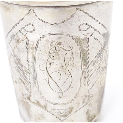 404 - A German.800 silver cup / beaker. marked under and tamp FS. . Approx. 2 1/2