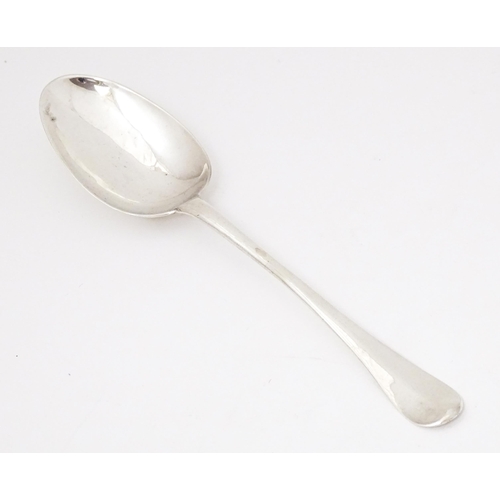 412 - An 18thC silver table spoon with rats tail bowl, hallmarked London c1726. maker Charles Jackson.  Ap... 