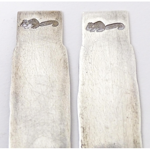 438 - Two Elizabeth II silver bookmarks with textured finish, hallmarked London 1984, maker Brian Leslie F... 