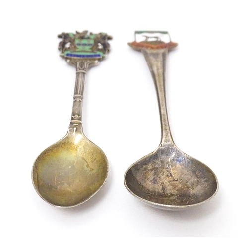 440 - Two silver souvenir teaspoons with enamel decoration to handles, one titled Nyasaland, the other Sal... 