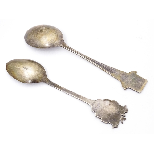 440 - Two silver souvenir teaspoons with enamel decoration to handles, one titled Nyasaland, the other Sal... 