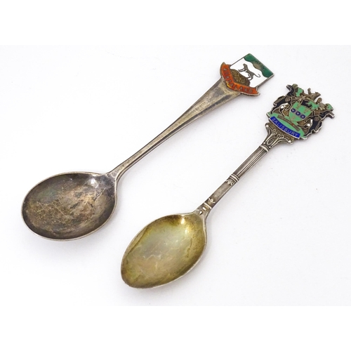 440 - Two silver souvenir teaspoons with enamel decoration to handles, one titled Nyasaland, the other Sal... 