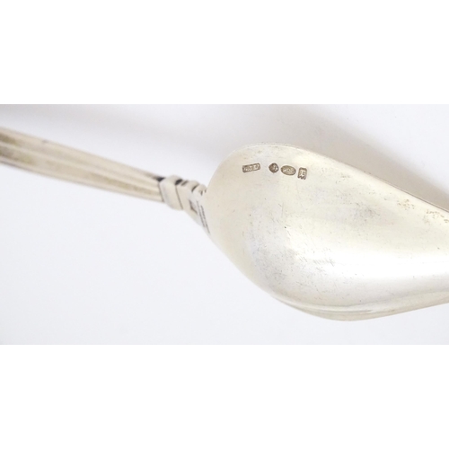 443 - Danish Silver : A set of 6 silver Konig / Acorn pattern fruit / grapefruit spoons by Georg Jensen de... 