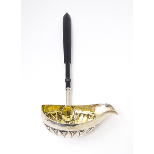 447 - A toddy ladle with white meal bowl having a gilded interior Approx 14