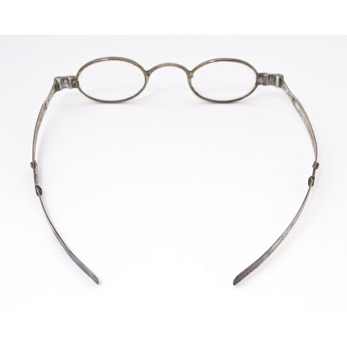 474 - Silver 19thC spectacles by George Unite, also stamped pebbles.