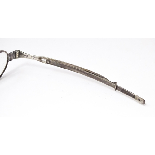 474 - Silver 19thC spectacles by George Unite, also stamped pebbles.