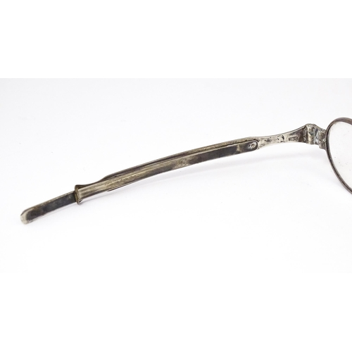 474 - Silver 19thC spectacles by George Unite, also stamped pebbles.