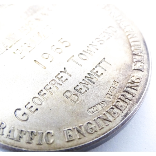 505 - Engineering interest : A silver medallion titled ' The Institution of Highway Engineers ' , ' Traffi... 